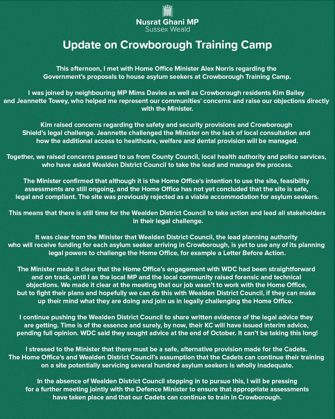 Statement 19 November