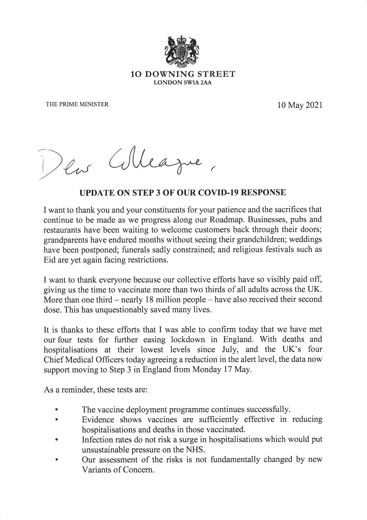 PM letter