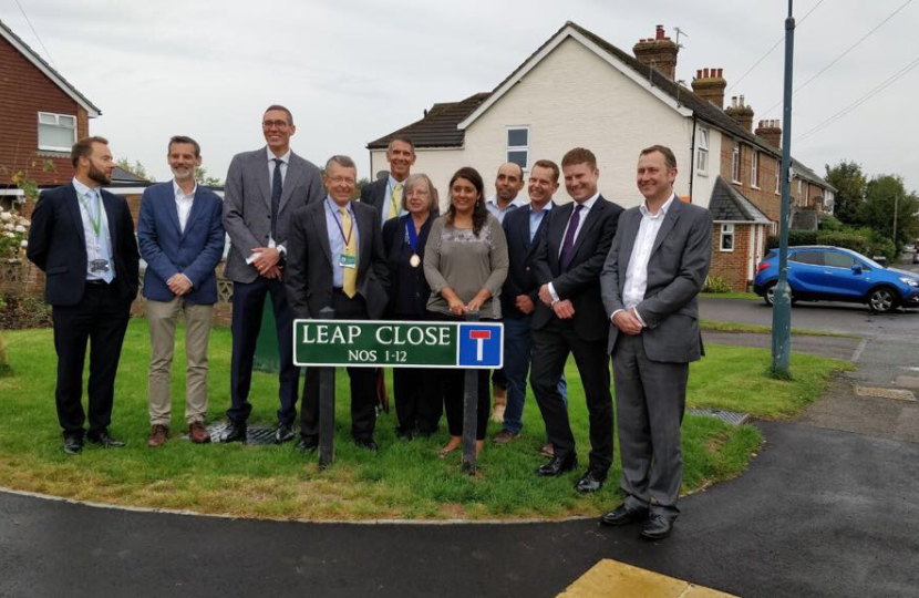 Nus Ghani and representatives from the Council at Leap Close