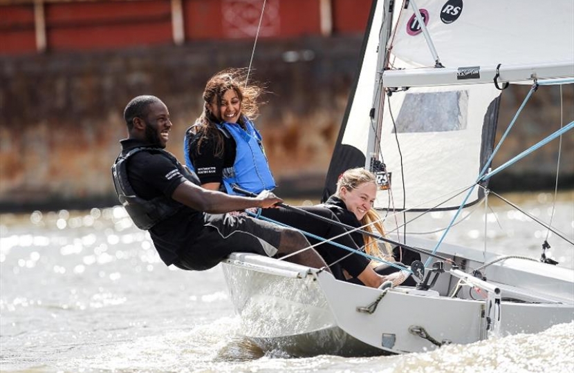 Nus on the Thames in a Sailing Boat 