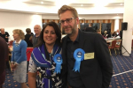 Nus Ghani and her husband David at the count held in Uckfield at the East Sussex National Hotel