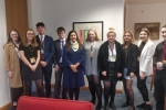 Nus Ghani with students from all across Wealden, as part of her 'Ghani Ambassador Scheme'.