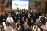Nus Ghani with pupils from Frant CofE Primary School.
