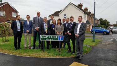 Nus Ghani and representatives from the Council at Leap Close