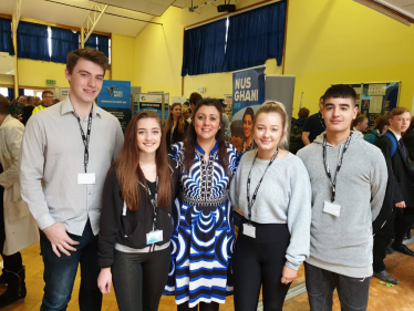 Nus Ghani with local students
