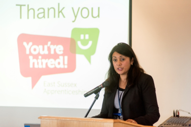Nus Ghani gives keynote address to “You’re Hired” East Sussex apprenticeship campaign launch event.
