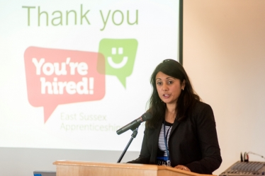 Nus Ghani gives keynote address to “You’re Hired” East Sussex apprenticeship campaign launch event.