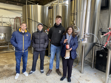 Nusrat Ghani MP visiting Three Acre Brewery in Blackboys